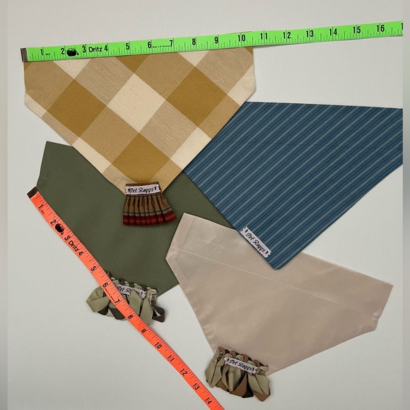 Set of 4 Designer Dog Bandana’s. Lined with 3/4” Casing for Collar. - Picture 2 of 3